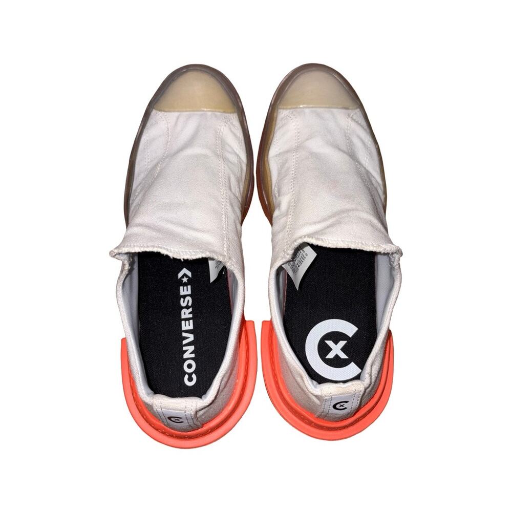 Converse White Canvas Slip-On Sneakers with Orange and Beige Accents - Picture 7 of 10